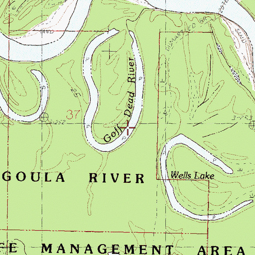 Topographic Map of Goff Dead River, MS