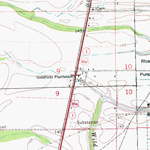 Topographic Map of Goldfield Plantation, MS