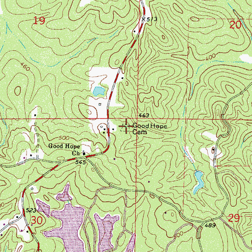 Topographic Map of Good Hope Cemetery, MS