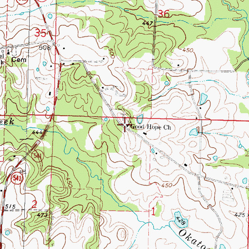Topographic Map of Good Hope Church, MS