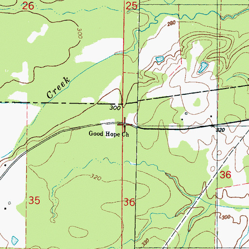 Topographic Map of Good Hope Baptist Church, MS