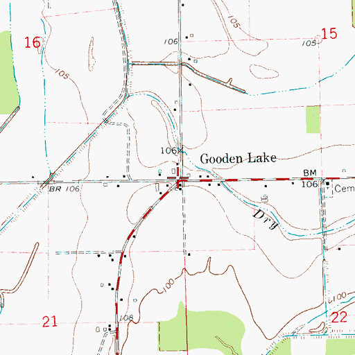 Topographic Map of Gooden Lake, MS