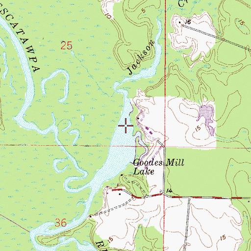 Topographic Map of Goodes Mill Lake, MS