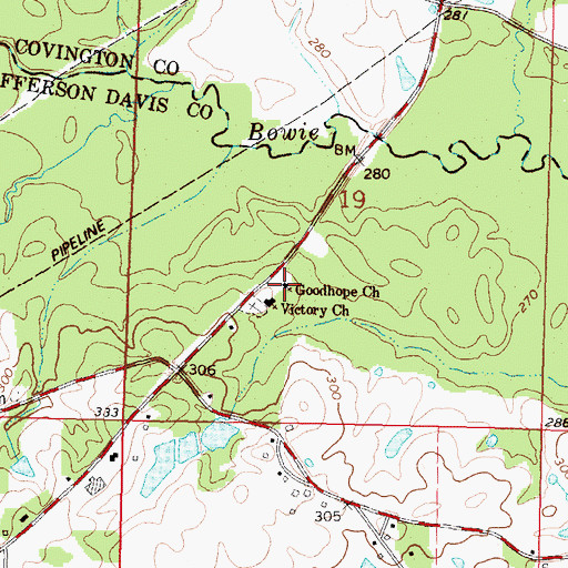 Topographic Map of Goodhope Church, MS