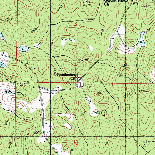 Topographic Map of Goodwater Baptist Church, MS