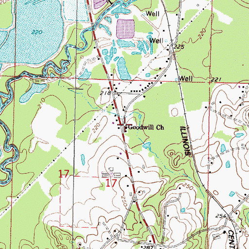 Topographic Map of Goodwill Church, MS