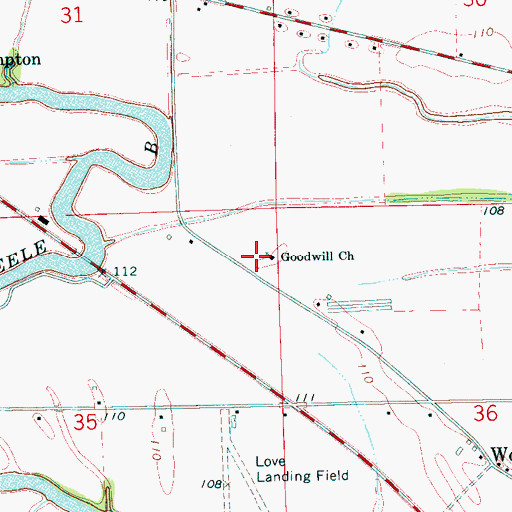 Topographic Map of Goodwill Church, MS