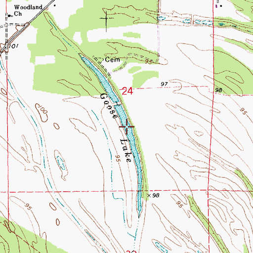 Topographic Map of Goose Lake, MS