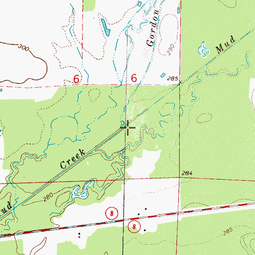 Topographic Map of Gordon Branch, MS