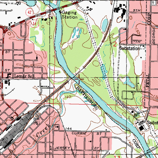 Topographic Map of Gordons Creek, MS