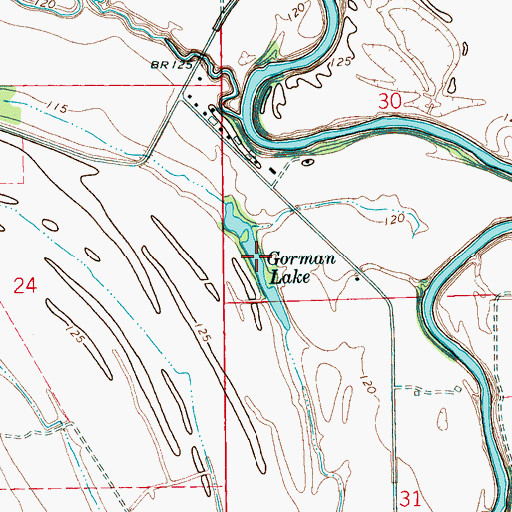 Topographic Map of Gorman Lake, MS
