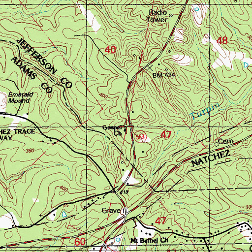 Topographic Map of Gospel Church, MS
