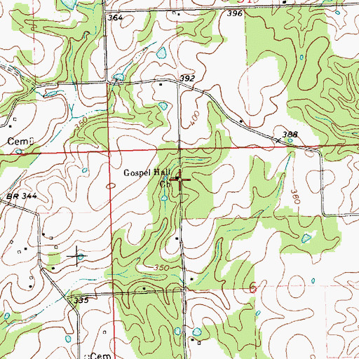 Topographic Map of Gospel Hall Church, MS