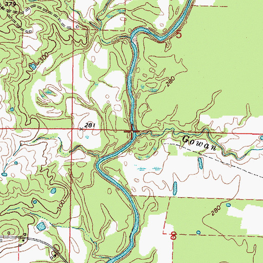 Topographic Map of Gowan Branch, MS