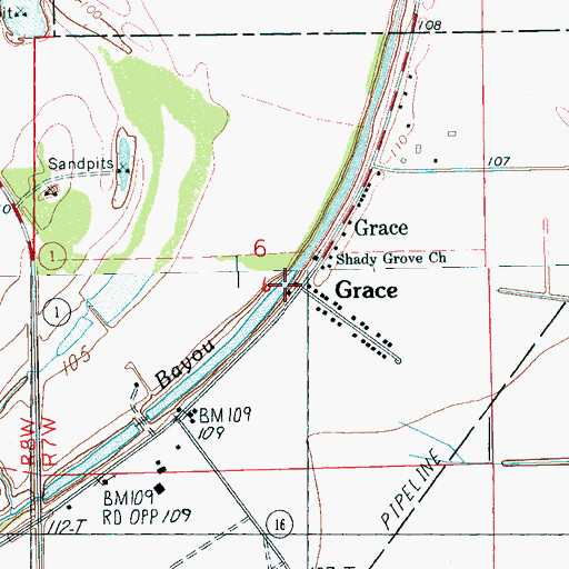 Topographic Map of Grace, MS