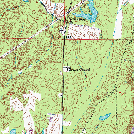 Topographic Map of Grace Baptist Chapel, MS