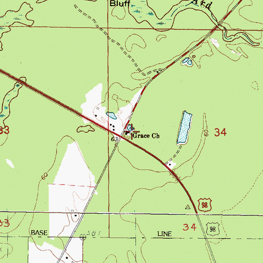 Topographic Map of Grace Church, MS