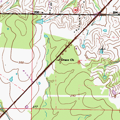 Topographic Map of Grace Church, MS