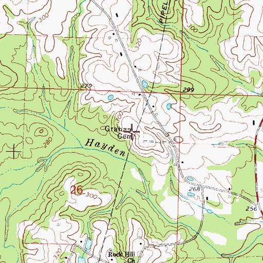 Topographic Map of Graham Cemetery, MS