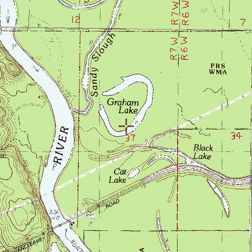 Topographic Map of Graham Lake, MS
