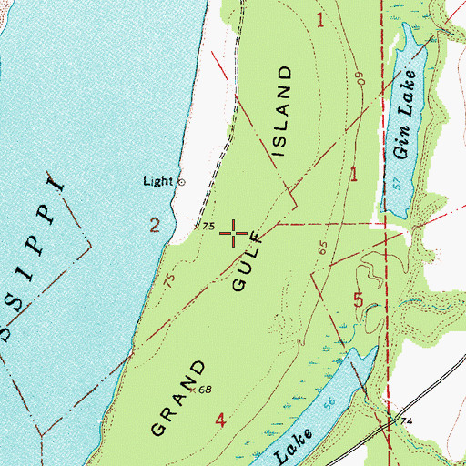 Topographic Map of Grand Gulf Island, MS