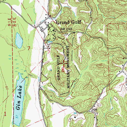 Topographic Map of Grand Gulf Military Monument, MS