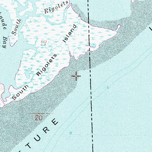 Topographic Map of Grande Batture Islands, MS
