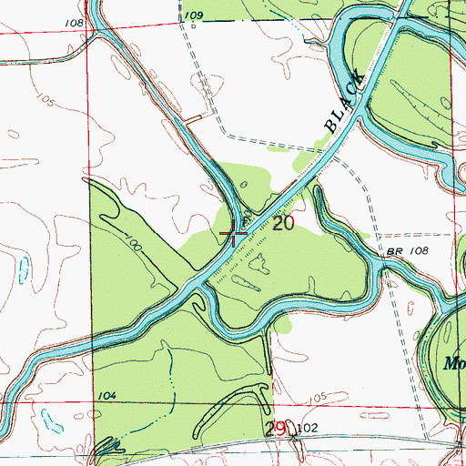 Topographic Map of Granicus Bayou, MS
