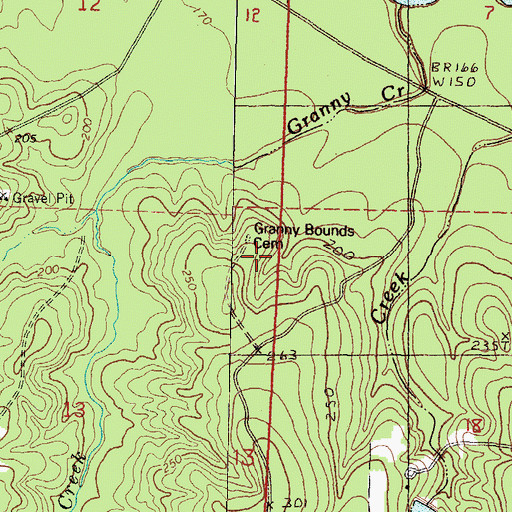 Topographic Map of Granny Bounds Cemetery, MS