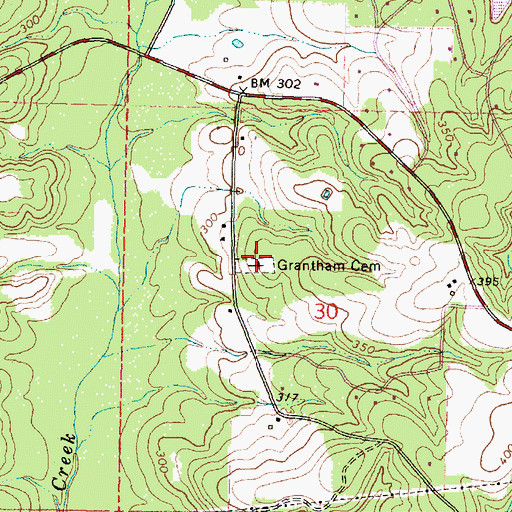 Topographic Map of Grantham Cemetery, MS