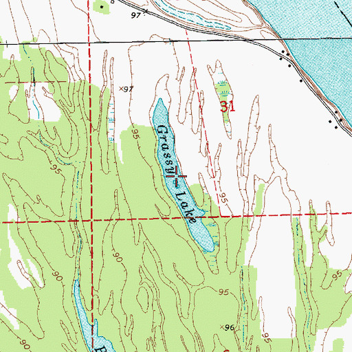 Topographic Map of Grassy Lake, MS