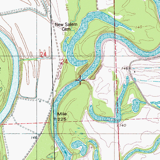 Topographic Map of Grassy Lake Cut-Off, MS