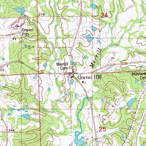 Topographic Map of Gravel Hill, MS