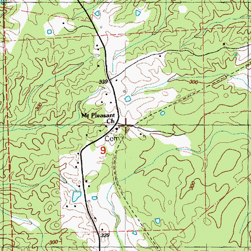 Topographic Map of Gravel Hill Church, MS