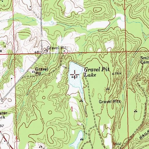 Topographic Map of Gravel Pit Lake, MS