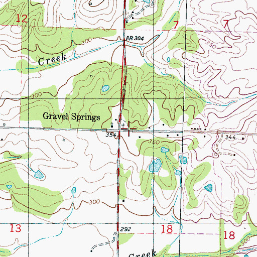 Topographic Map of Gravel Springs Church, MS