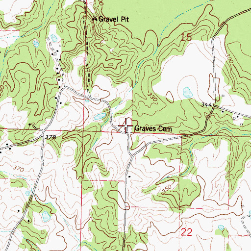 Topographic Map of Graves Cemetery, MS