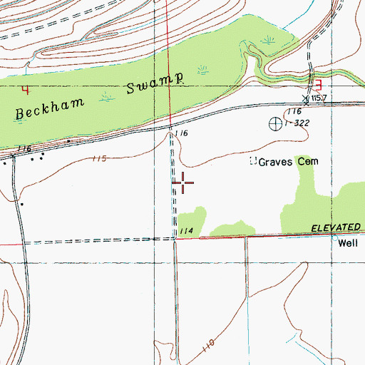 Topographic Map of Graves Cemetery, MS