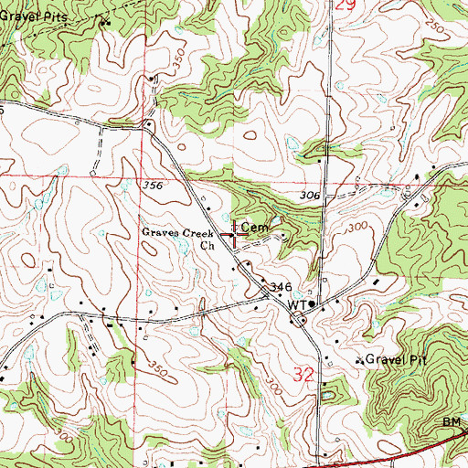 Topographic Map of Graves Creek Church, MS