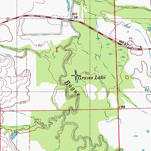 Topographic Map of Graves Lake, MS