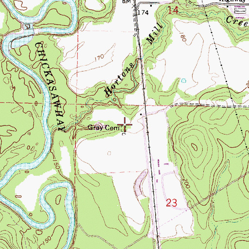 Topographic Map of Gray Cemetery, MS