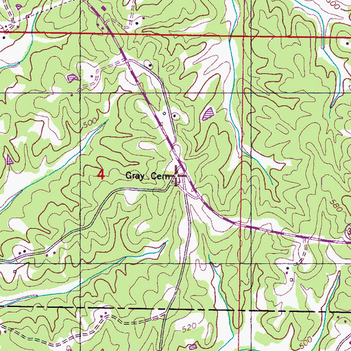 Topographic Map of Gray Cemetery, MS