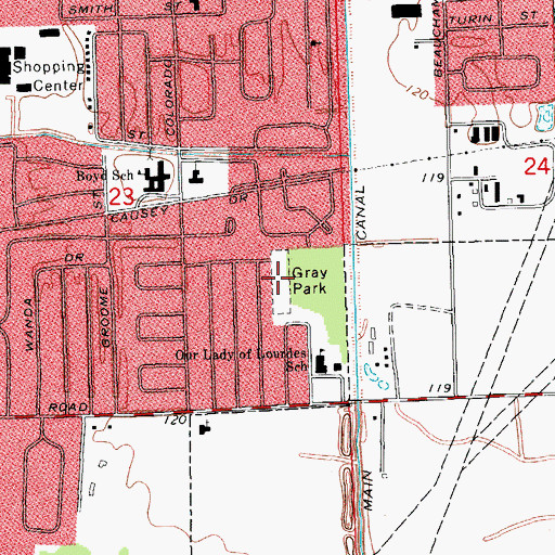 Topographic Map of Gray Park, MS