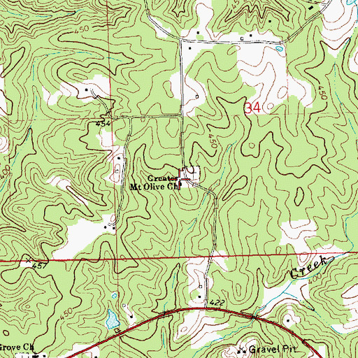 Topographic Map of Greater Mount Olive Church, MS