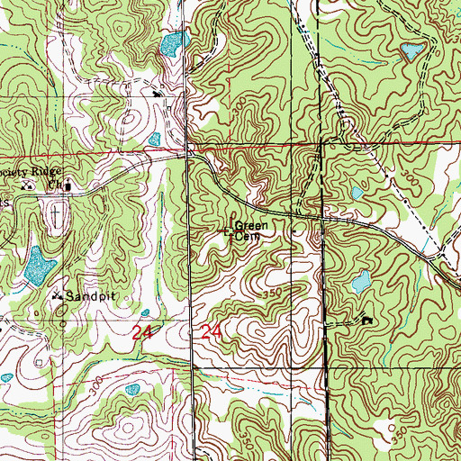 Topographic Map of Green Cemetery, MS