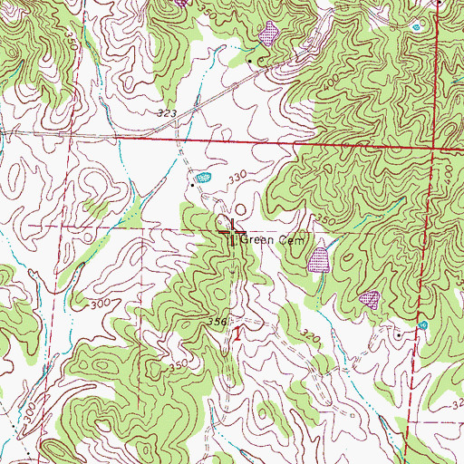 Topographic Map of Green Cemetery, MS