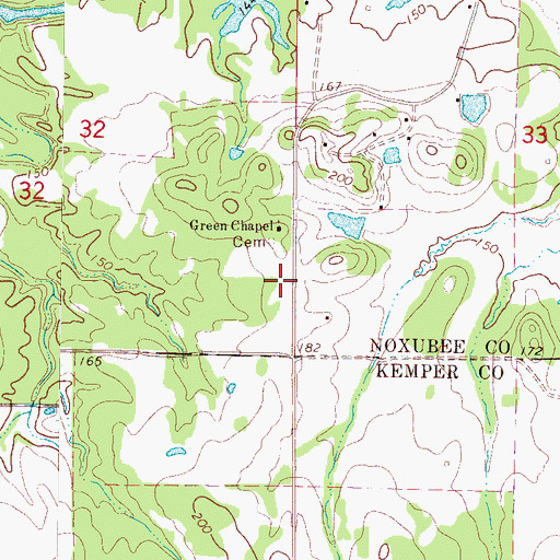 Topographic Map of Green Chapel, MS