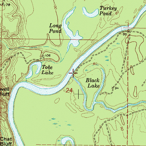 Topographic Map of Green Creek, MS
