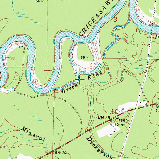 Topographic Map of Green Eddy, MS