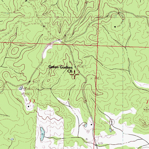 Topographic Map of Green Goshen Cemetery, MS